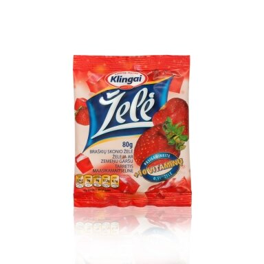 Želė KLINGAI, braškių skonio, 80 g Želė KLINGAI, braškių skonio, 80 g