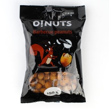 Žemės riešutai O!NUTS, barbekiu skonio, 150 g Žemės riešutai O!NUTS, barbekiu skonio, 150 g