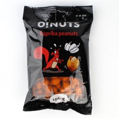 Žemės riešutai O!NUTS, paprikos skonio, 150 g Žemės riešutai O!NUTS, paprikos skonio, 150 g