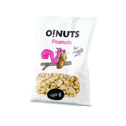 Žemės riešutai O!NUTS, puselės,150 g Žemės riešutai O!NUTS, puselės,150 g