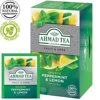 Žolelių arbata AHMAD PEPPERMINT & LEMON 20 vokelių po 1,5g Žolelių arbata AHMAD PEPPERMINT & LEMON 20 vokelių po 1,5g