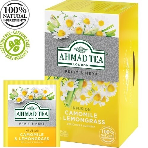 Žolelių arbata AHMAD CAMOMILE & LEMONGRASS 20 vokelių po 1,5g Žolelių arbata AHMAD CAMOMILE & LEMONGRASS 20 vokelių po 1,5g