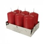 Žvakė - cilindras, raudona, D 6 cm, H 11,5 cm, 24 h, 6 vnt.