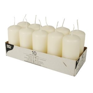 Žvakė - cilindras, kreminė, 9 h, D 4 cm, H 9 cm, 9 h, 10 vnt.