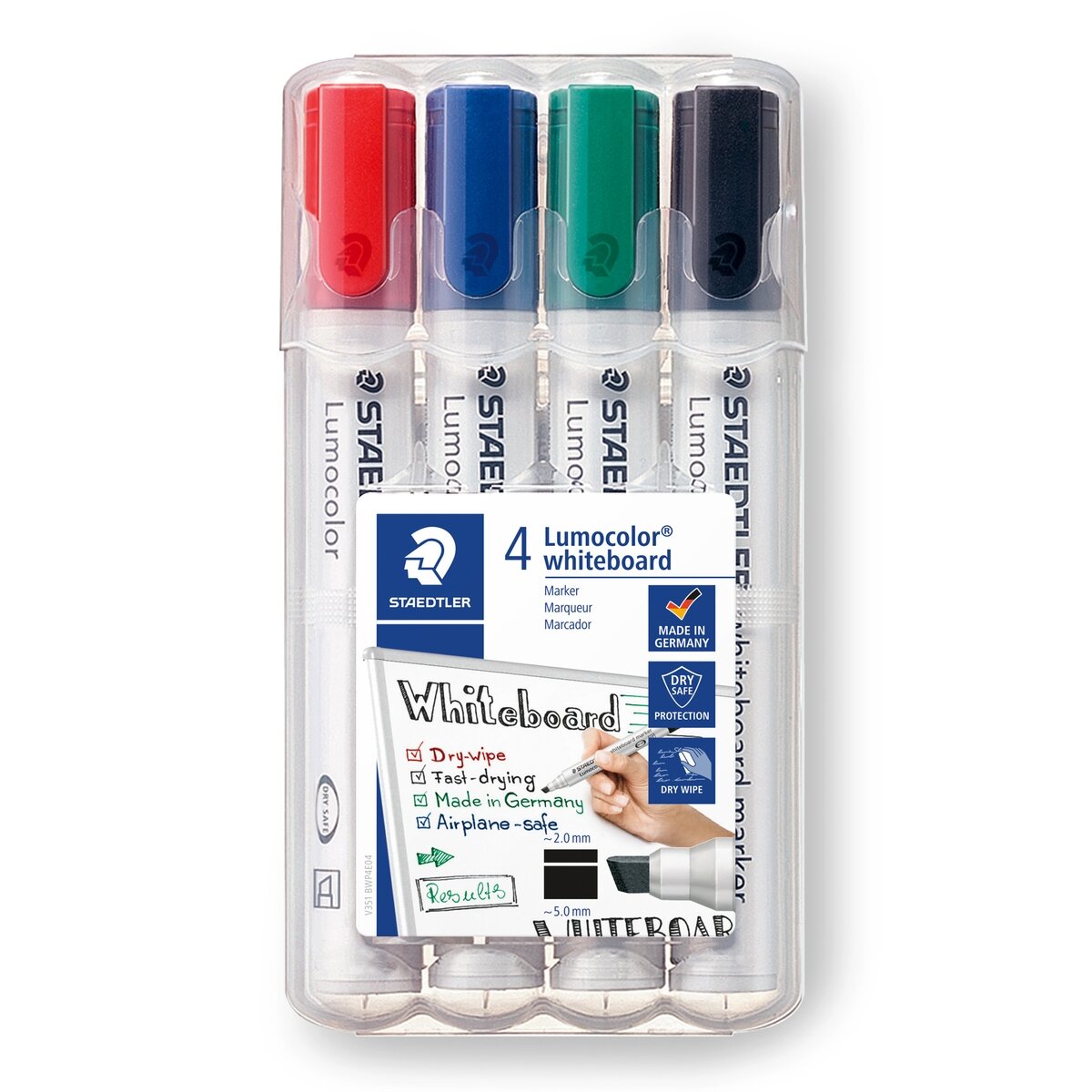 Žymeklis baltai lentai STAEDTLER LUMOCOLOR 351, 2 – 5 mm, 4 spalvų rinkinys Žymeklis baltai lentai STAEDTLER LUMOCOLOR 351, 2 – 5 mm, 4 spalvų rinkinys