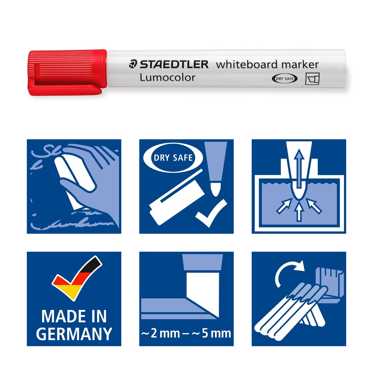 Žymeklis baltai lentai STAEDTLER LUMOCOLOR 351, 2 – 5 mm, 4 spalvų rinkinys 5 Žymeklis baltai lentai STAEDTLER LUMOCOLOR 351, 2 – 5 mm, 4 spalvų rinkinys 5