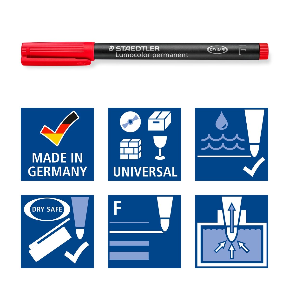 Žymeklis STAEDTLER OHP LUMOCOLOR 317/318, 0,6 mm, RAUDONA 4 Žymeklis STAEDTLER OHP LUMOCOLOR 317/318, 0,6 mm, RAUDONA 4