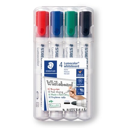 Žymeklis baltai lentai STAEDTLER, 4 spalvų komplektas Žymeklis baltai lentai STAEDTLER, 4 spalvų komplektas