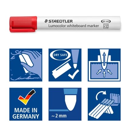 Žymeklis baltai lentai STAEDTLER LUMOCOLOR 351, 2 mm, 6 spalvų rinkinys 4 Žymeklis baltai lentai STAEDTLER LUMOCOLOR 351, 2 mm, 6 spalvų rinkinys 4