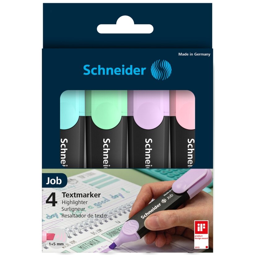 Žymeklis Job pastel asorti Wallet, 4 vnt Žymeklis Job pastel asorti Wallet, 4 vnt